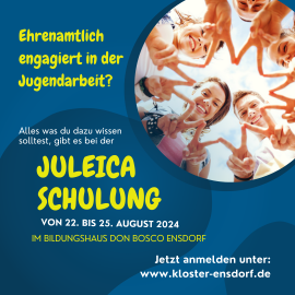 Juleica Schulung für Ehrenamtliche in der Jugendarbeit im Bildungshaus Ensdorf von 22. bis 25. August 2024